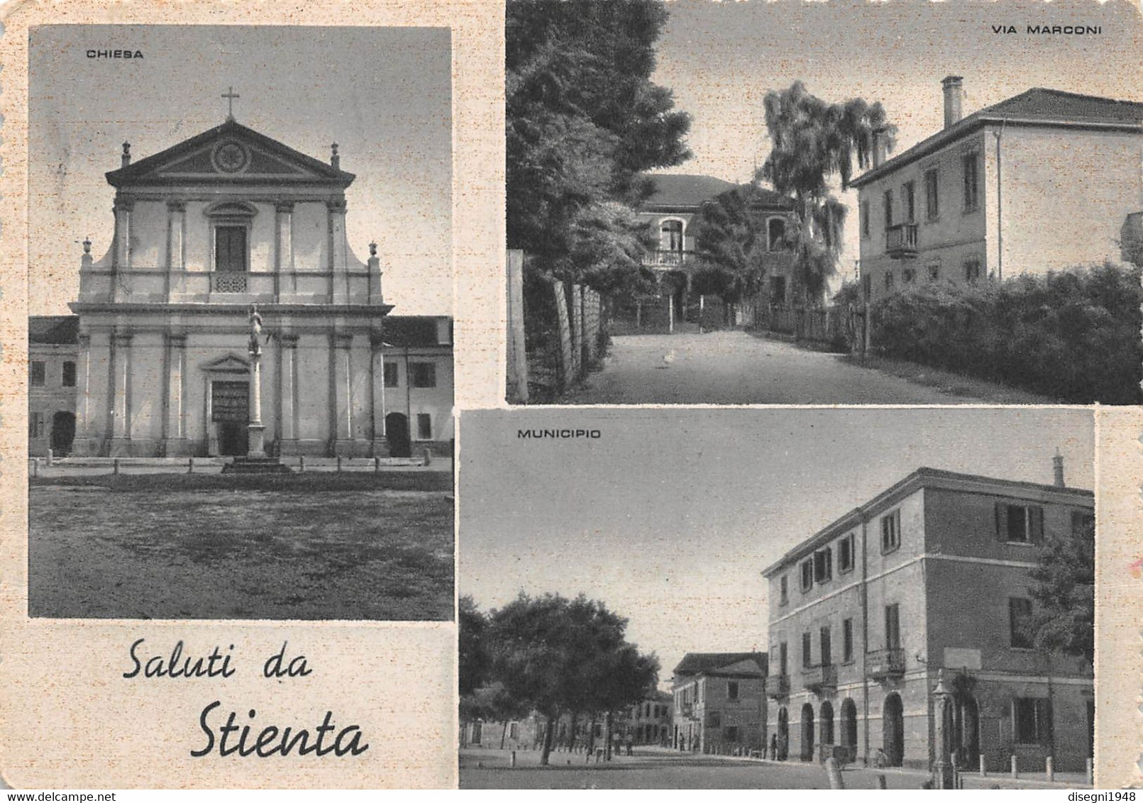 10605 "(RO) SALUTI DA STIENTA" ANIMATA, 3 VEDUTE. CART SPED 1954 - Rovigo