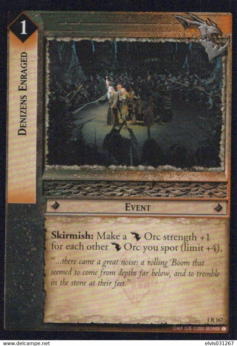 Vintage The Lord Of The Rings: #1 Denizens Enraged - EN - 2001-2004 - Mint Condition - Trading Card Game - Herr Der Ringe