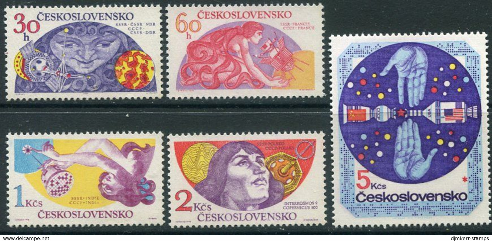 CZECHOSLOVAKIA 1975 Space Research MNH / **. Michel 2278-82 - Nuovi