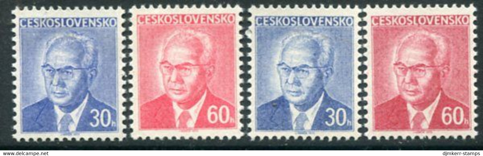 CZECHOSLOVAKIA 1975 Definitive: President Husak On Ordinary And Fluorescent Paper MNH / **. Michel 2283-84x,y - Nuevos