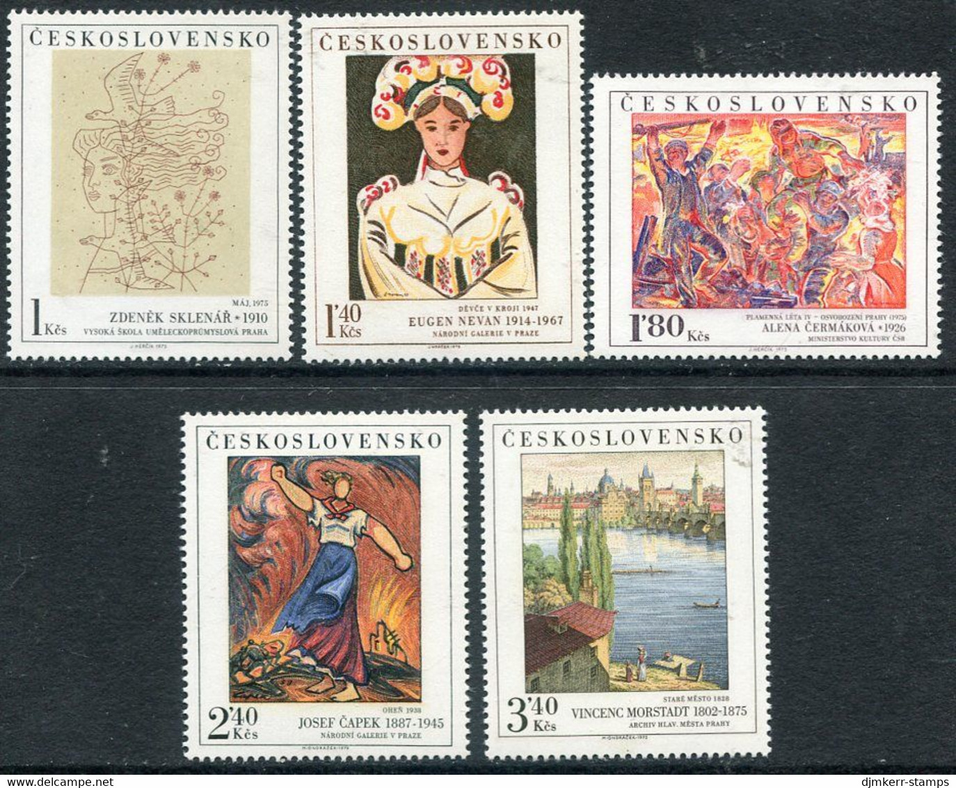 CZECHOSLOVAKIA 1975 National Gallery Paintings X  MNH / **. Michel 2294-98 - Ongebruikt