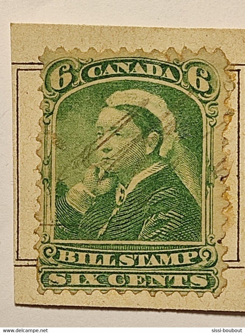 Timbres CANADA "Bill Stamp" - Année 1868 - N° Lot - Cotation Y&T: 10 Euros - Usati