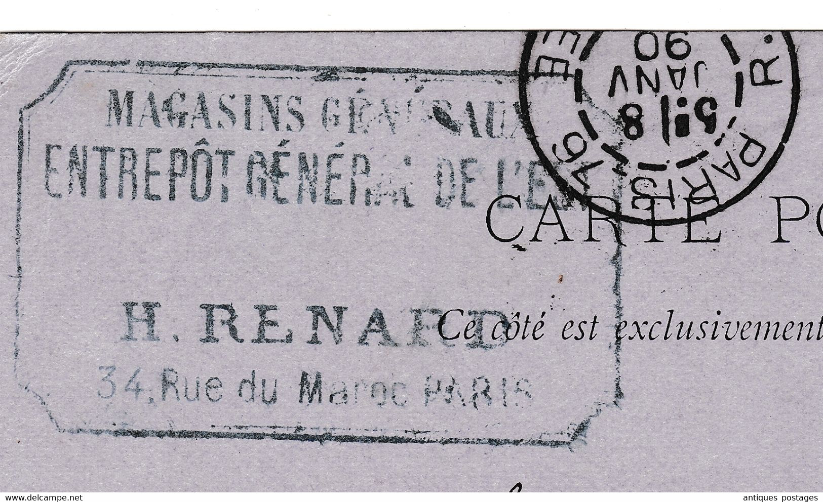 Carte Postale 1890 Magasins Généraux Paris Renard Blandy Frères & Cie Funchal Madère Madeira Type Sage - Cartes Postales Repiquages (avant 1995)