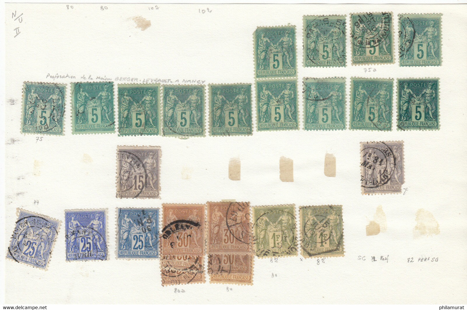 France 1876/1900 Collection Timbres Types Sage Nuances Et Obl COTE +750€ - 1876-1898 Sage (Type II)