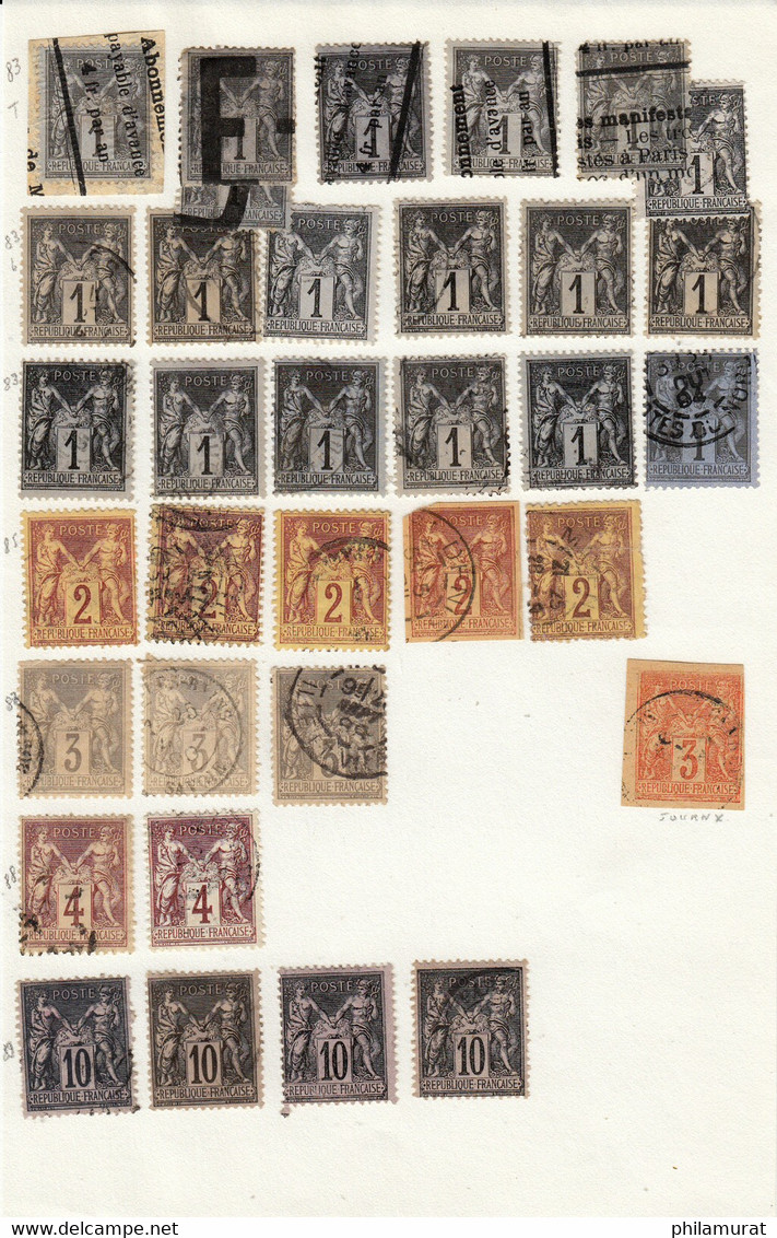 France 1876/1900 Collection timbres types Sage nuances et obl COTE +750€