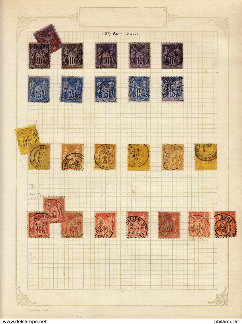 France 1876/1900 Collection timbres types Sage nuances et obl COTE +750€