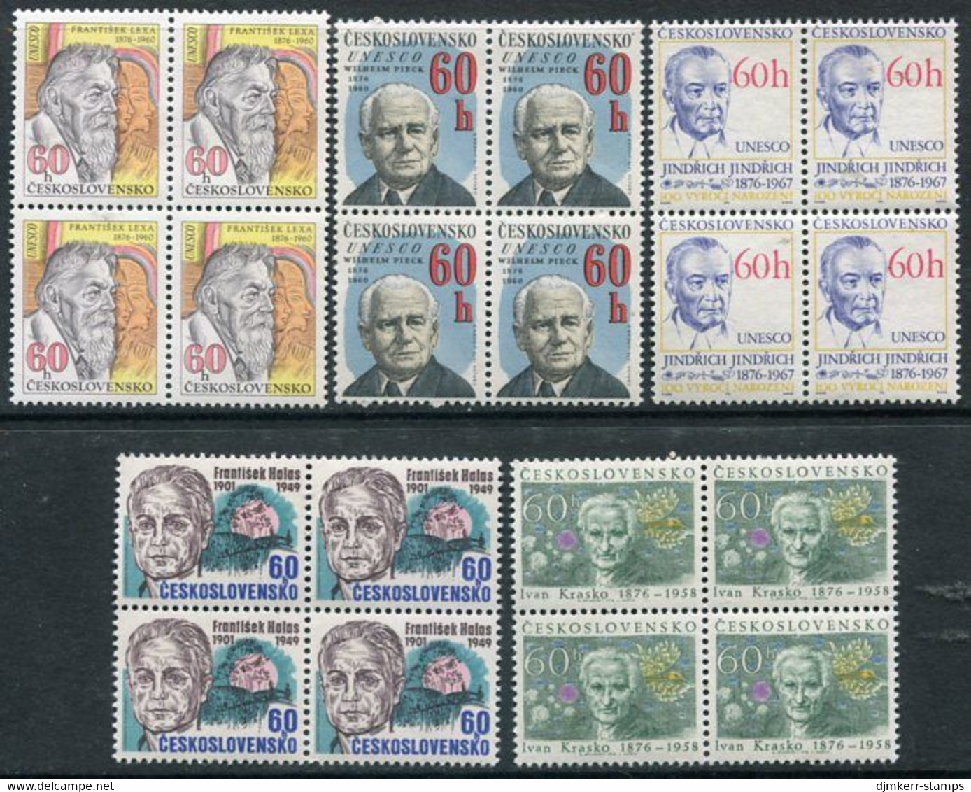 CZECHOSLOVAKIA 1976 Personalities Blocks Of 4 MNH / **. Michel 2300-04 - Unused Stamps