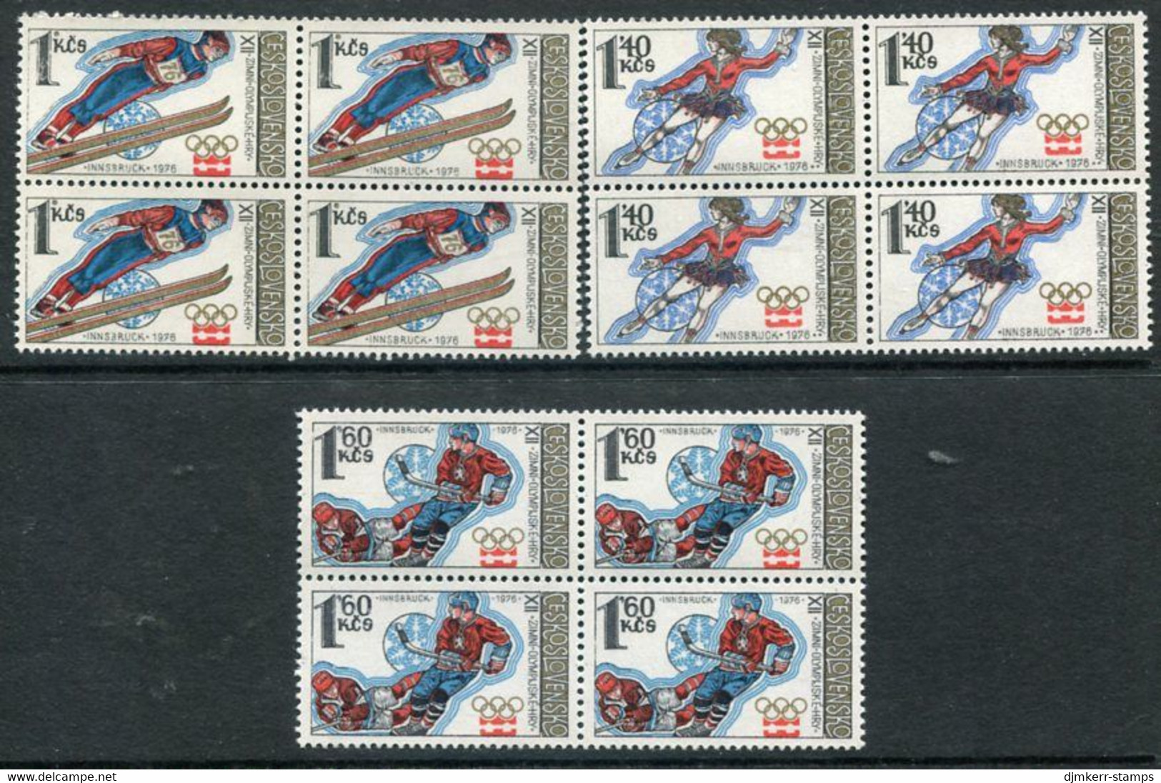 CZECHOSLOVAKIA 1976 Winter Olympic Games, Innsbruck  Blocks Of 4 MNH / **. Michel 2305-07 - Unused Stamps