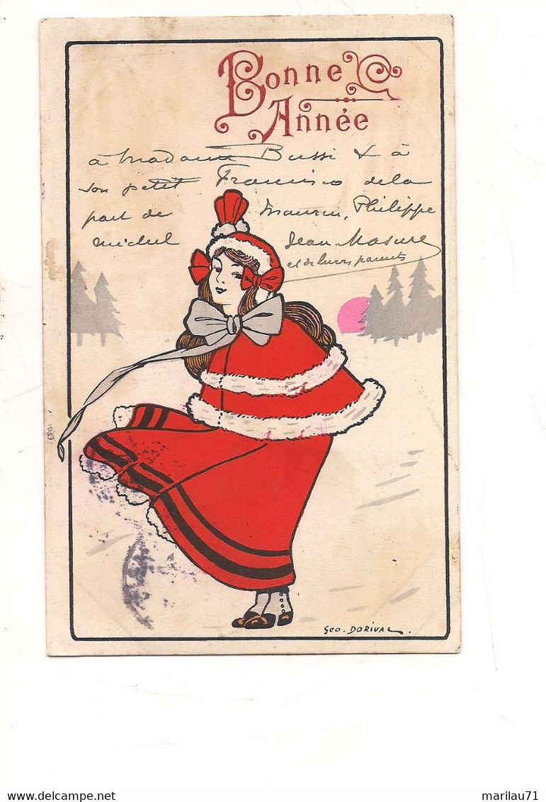 P1738 Illustratori DORIVAL BUON ANNO 1906 VIAGGIATA - Dorival
