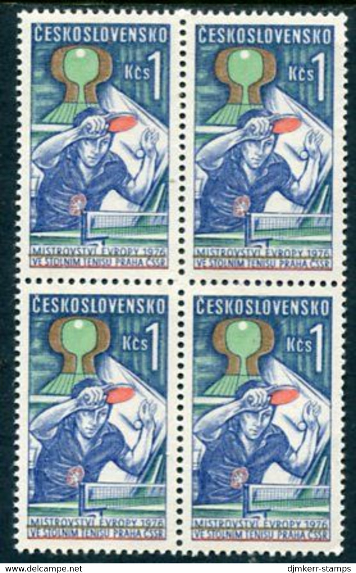 CZECHOSLOVAKIA 1976 Table Tennis Championship Block Of 4 MNH / **. Michel 2311 - Unused Stamps