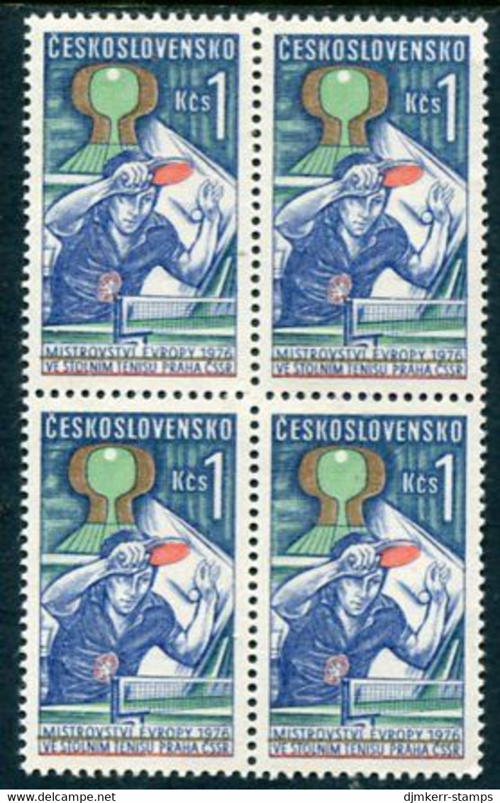 CZECHOSLOVAKIA 1976 Table Tennis Championship Block Of 4 MNH / **. Michel 2311 - Nuevos