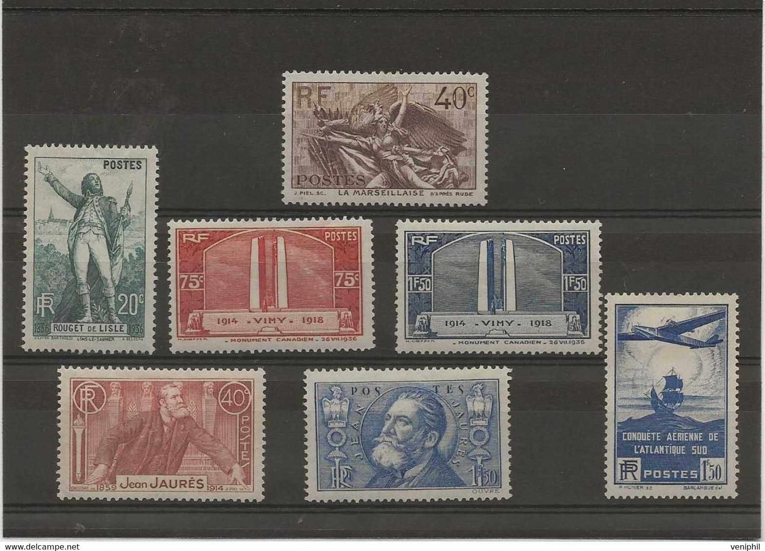 TIMBRES N° 314 A 320 NEUF CHARNIERE  -ANNEE 1936 - COTE : 67 € - Neufs