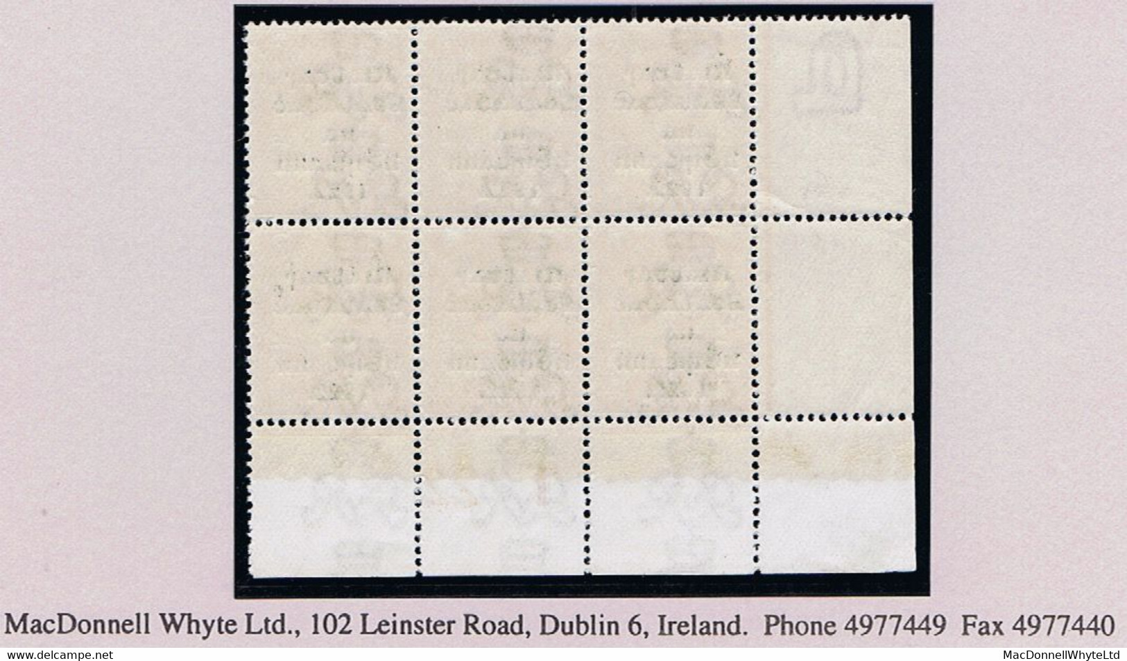 Ireland Thom Rialtas (Dec) Wide Overprint On 2d Die 2, Corner Block Of 6 Control T22 Perf Fresh Mint Unmounted Never Hin - Ungebraucht