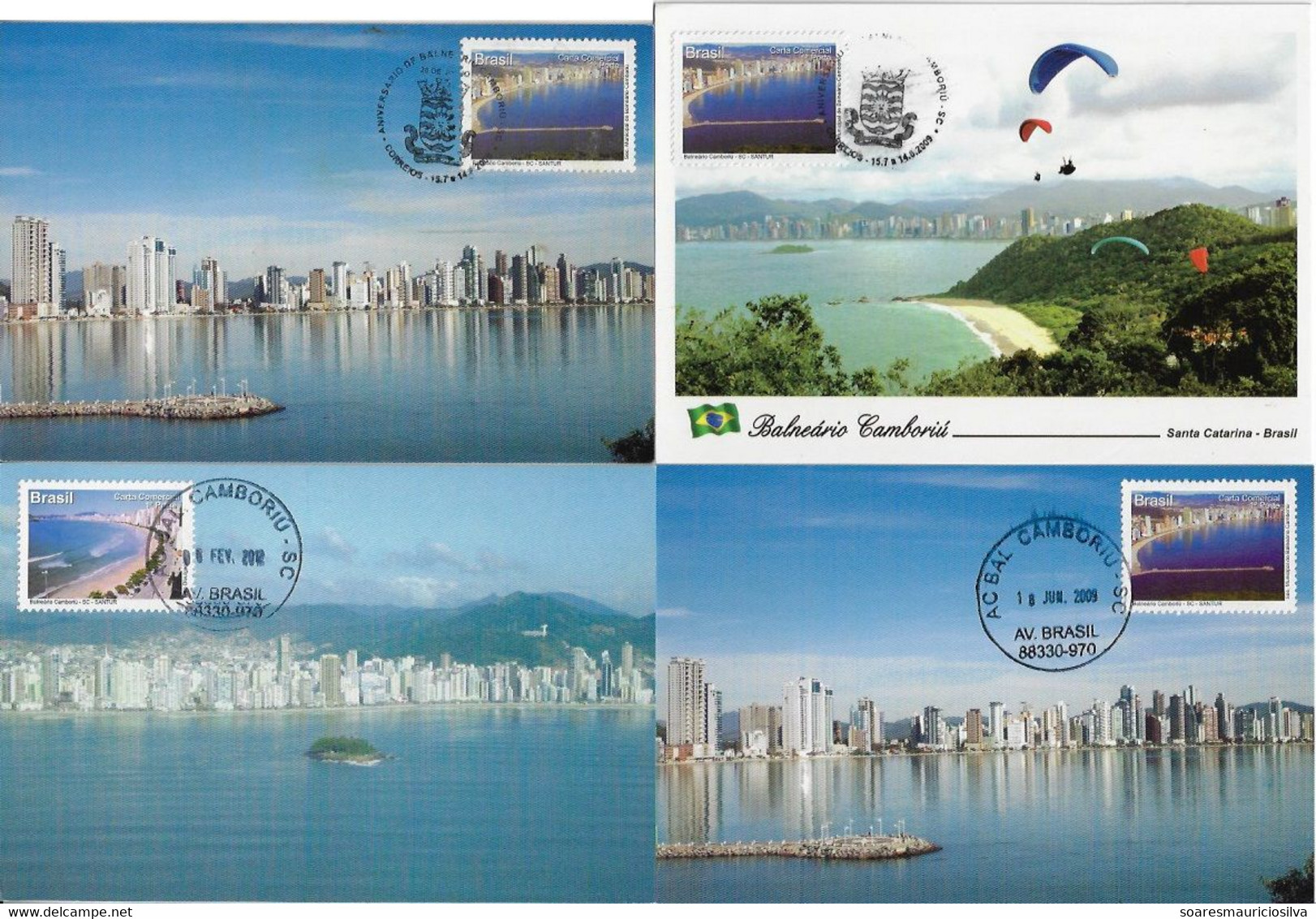 Brazil 2009 / 2012 4 Maximum Card Balneário Camboriu City Santa Catarina State tourism Beach Wave jetty Walk - Tarjetas – Máxima