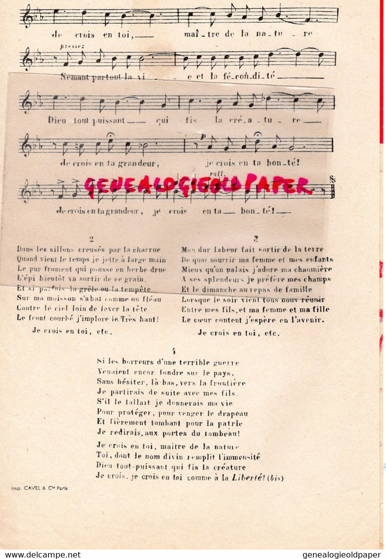 75-PARIS-PARTITION MUSIQUE LE CREDO DU PAYSAN-NOTE DE L' OPERA-BOREL-GUSTAVE GOUBIER-ARMAND MESTRAL-PIERRE JACQUOT - Scores & Partitions