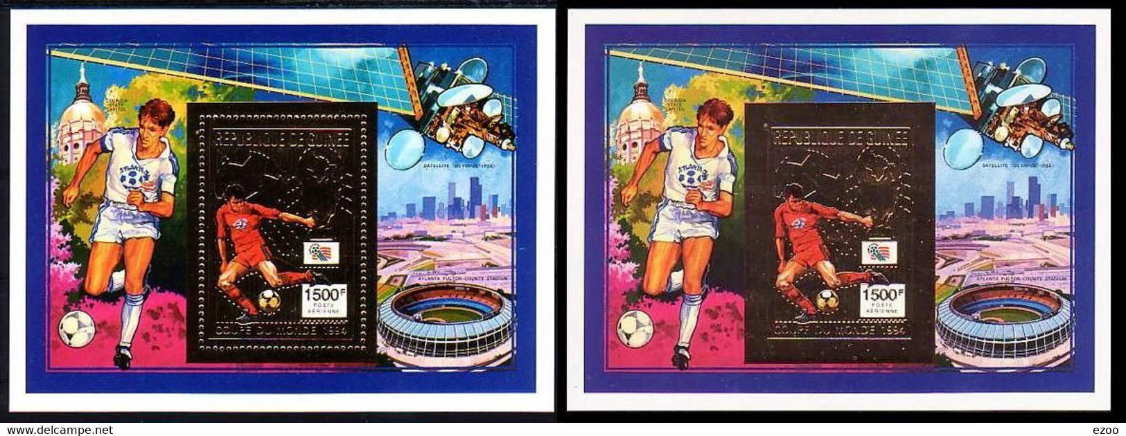 Soccer, Space. World Cup 1994 In USA. Guinea Mi.blk416A+B Perf + Imperf. MNH** - 1994 – USA