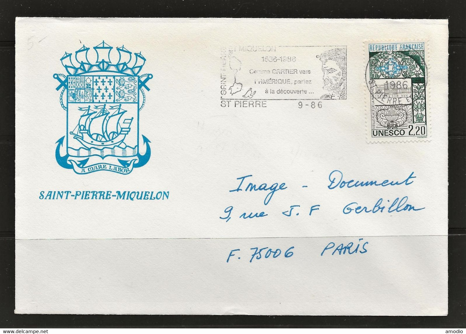 Saint Pierre Et Miquelon TP Unesco YT 89 Cuba / LSC Saint Pierre 15/09/86 - Storia Postale