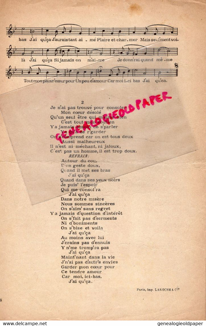 75-PARIS- PARTITION MUSIQUE MISTINGUETT-J' AI QU'CA -JEAN LENOIR-JACQUES CHARLES- LUCIEN BRULE-MOULIN ROUGE FOUCRET 1925 - Scores & Partitions