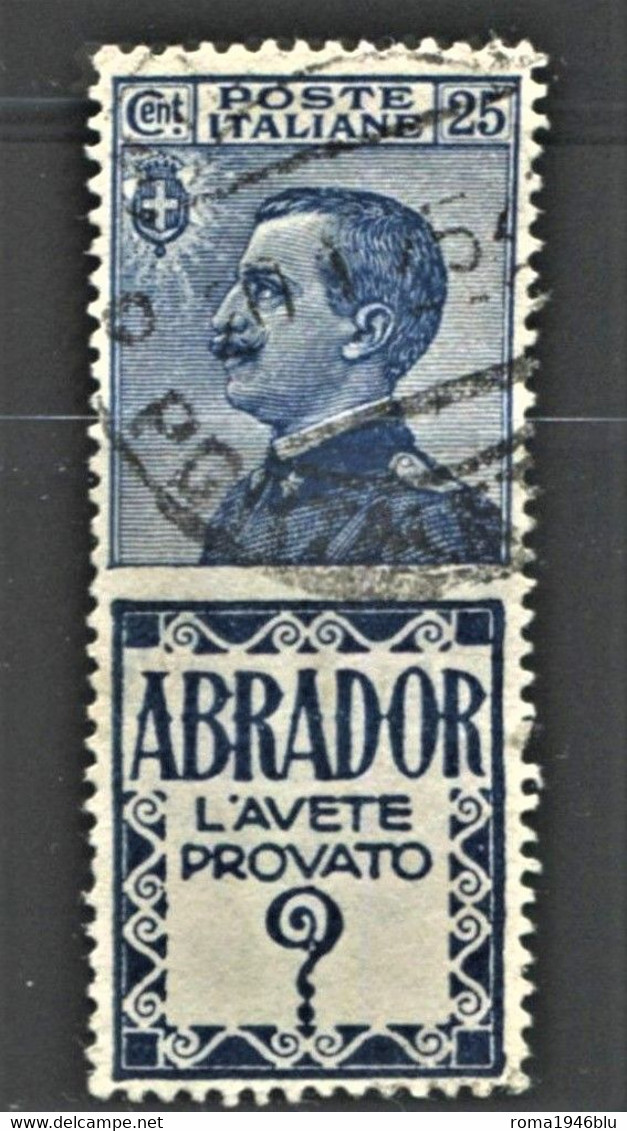 REGNO 1924 PUBBLICITARIO 25 C. ABRADOR BEN CENTRATO ANNULLATO - Reclame