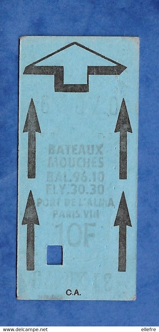 Titre De Transport Europe France Ticket Bateaux Mouches Paris Pont De L' Alma 10 Francs Très Ancien ( Voir N° Téléphone - Europa