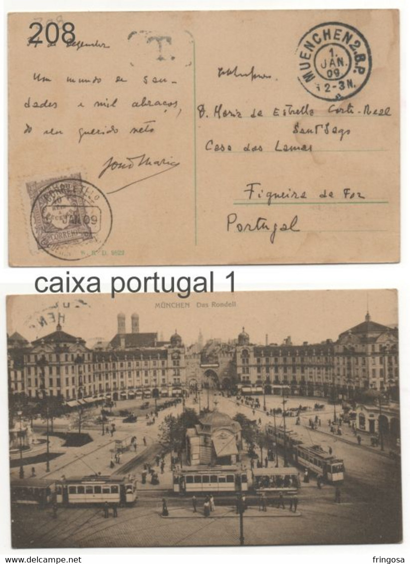 PORTEADO 40 RÉIS - CP MÜNCHEN DAS RONDELL 1909 - Briefe U. Dokumente