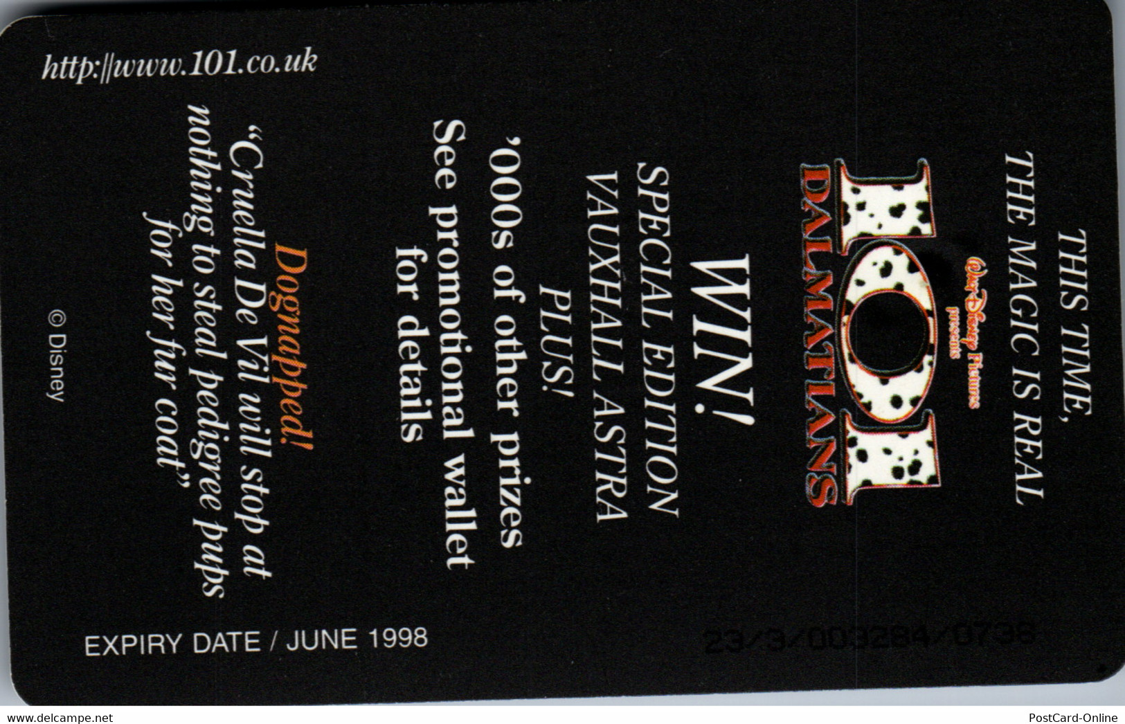 19653 - Großbritannien - BT , 101 Dalmatians , Special Edition Phonecard , Walt Disney - Sonstige & Ohne Zuordnung
