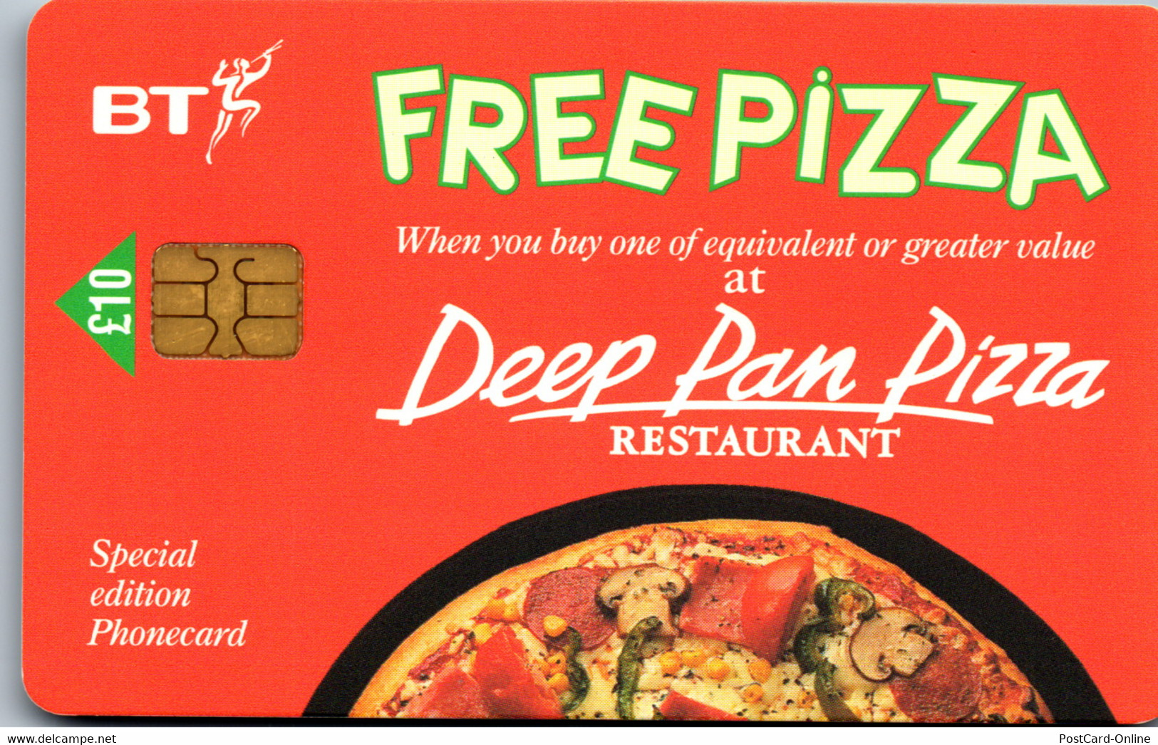 19654 - Großbritannien - Free Pizza , Deep Pan Pizza Restaurant , Special Edition Phonecard - Other & Unclassified