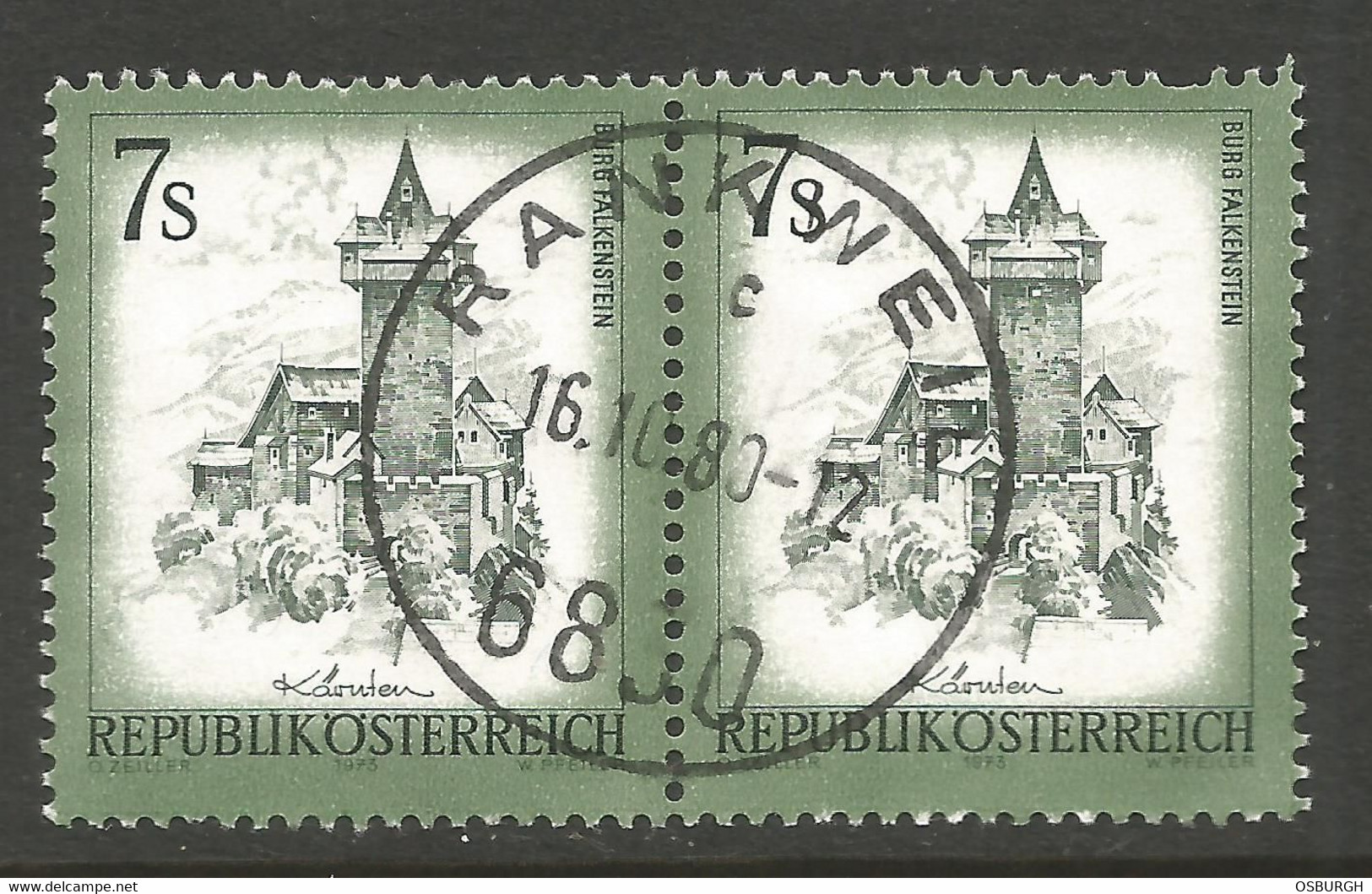 AUSTRIA. 7s PAIR BUILDINGS USED RANKWELL POSTMARK - Used Stamps