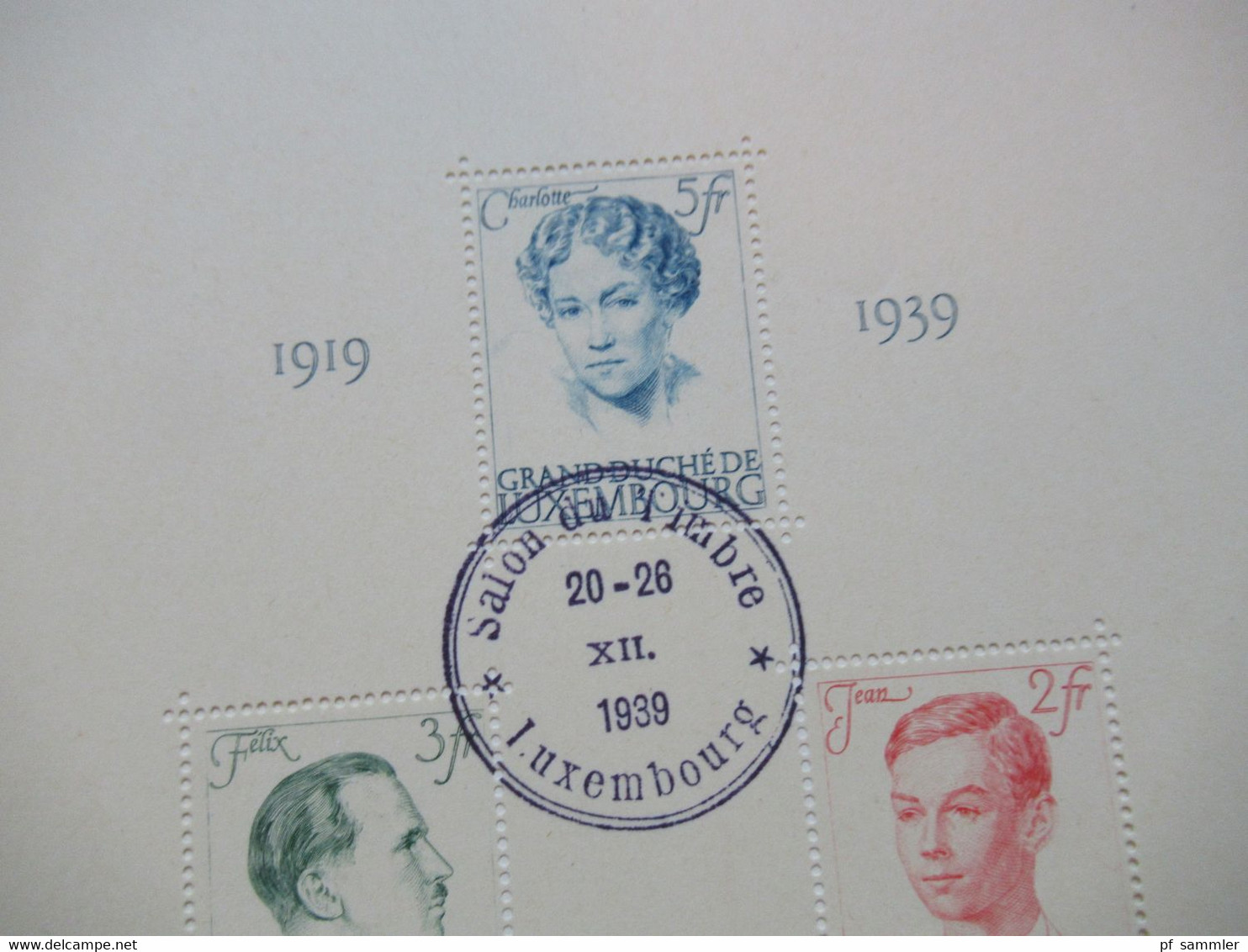 Luxemburg 1939 Sonderblatt / Souvenir Sheet Salon du Timbre 1939 mit Block 3 mit Sonderstempel  Luxembourg
