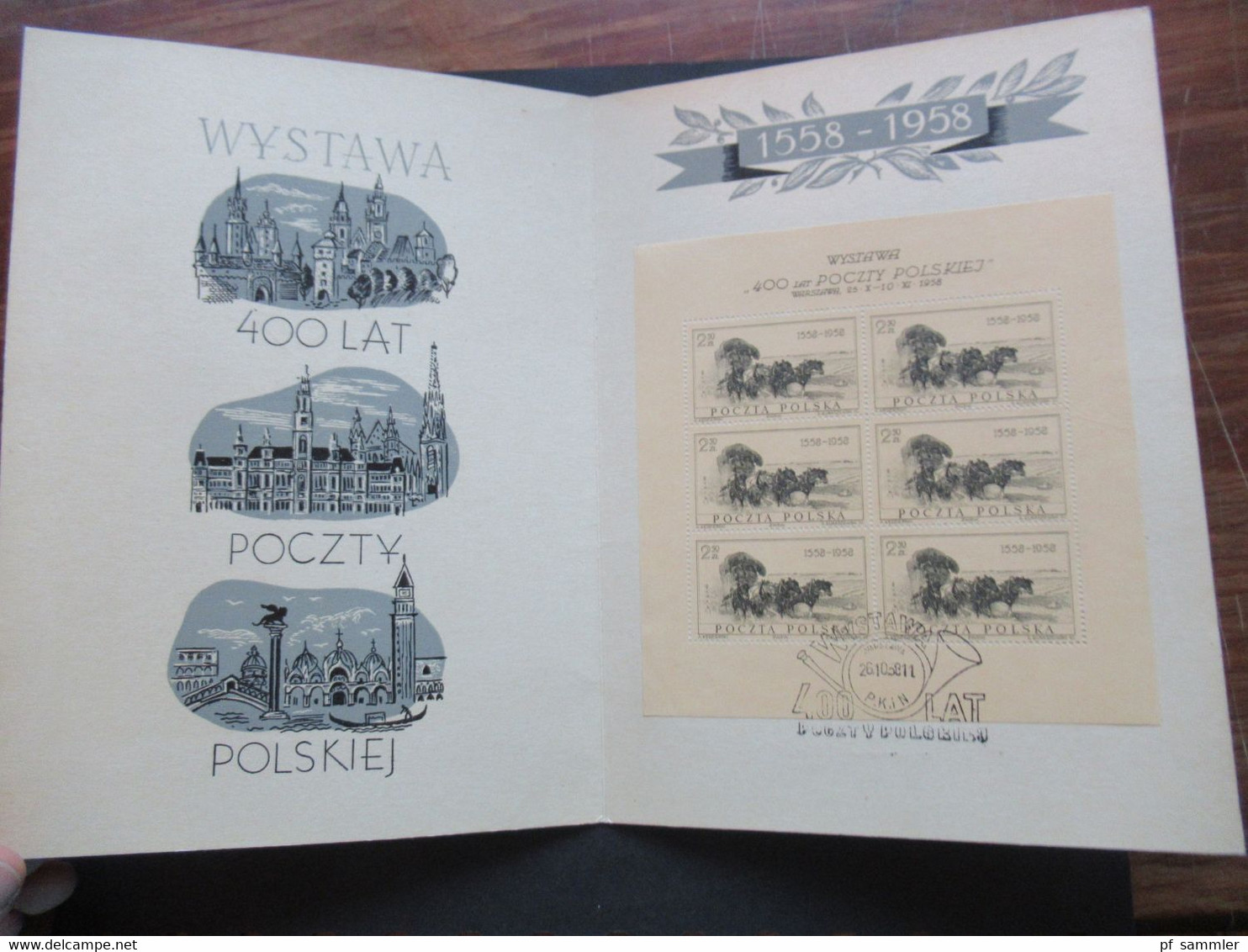 Polen 1958 Nr.1072 400Jahre Polnische Post Kleinbogen I Auf Sonderblatt / Gedenkblatt Mit Sonderstempel - Brieven En Documenten