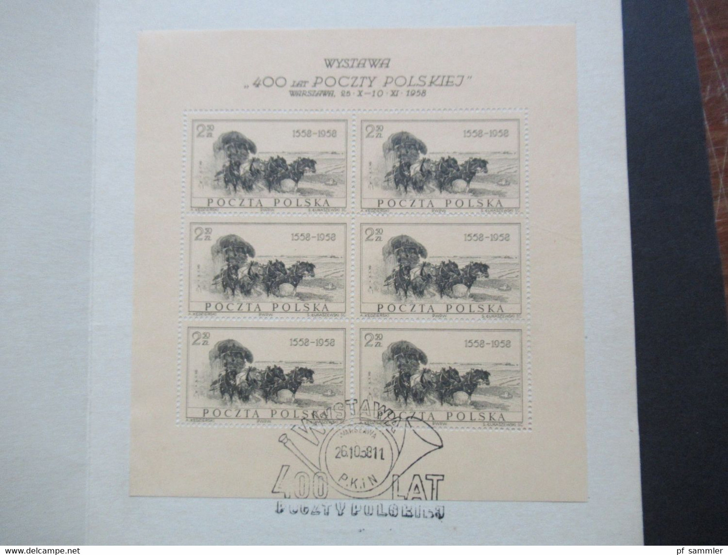 Polen 1958 Nr.1072 400Jahre Polnische Post Kleinbogen I Auf Sonderblatt / Gedenkblatt Mit Sonderstempel - Storia Postale