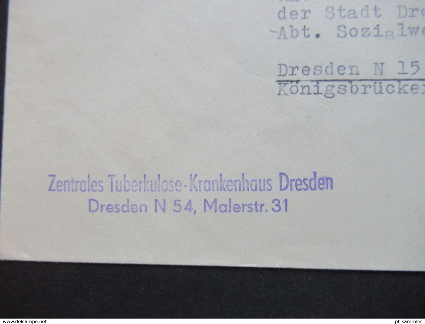 DDR Dienst 1956 SST Dresden Dienststempel Zentrales Tuberkulose Krankenhaus Dresden Ortsbrief Dresden - Other & Unclassified