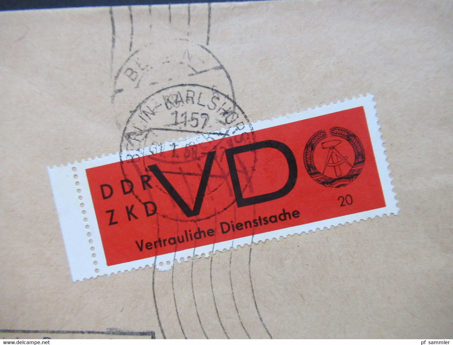 DDR Dienst ZKD Nr.3 Randstück Links Ortsbrief Berlin / VVB Hochspannungsgeräte / Vertrauliche Dienstsache - Otros & Sin Clasificación