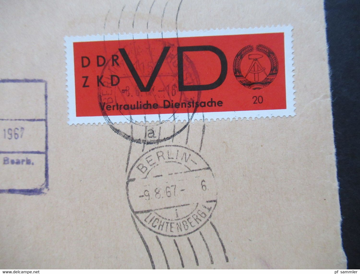 DDR Dienst ZKD Vertrauliche Dienstsache 1967 VVB Hochspannungsgeräte Ortsbrief Berlin Karlshorst - Lichtenberg - Andere & Zonder Classificatie