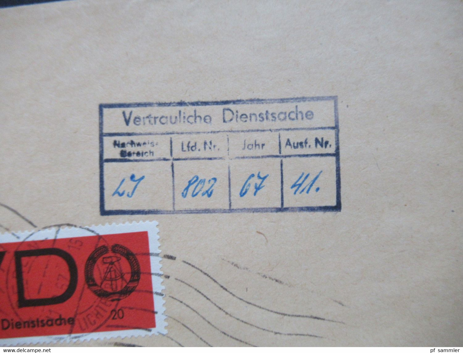 DDR Dienst ZKD Vertrauliche Dienstsache 1967 Institut Für Elektroanlagen Ortsbrief Berlin Friedrichsfelde - Lichtenberg - Altri & Non Classificati