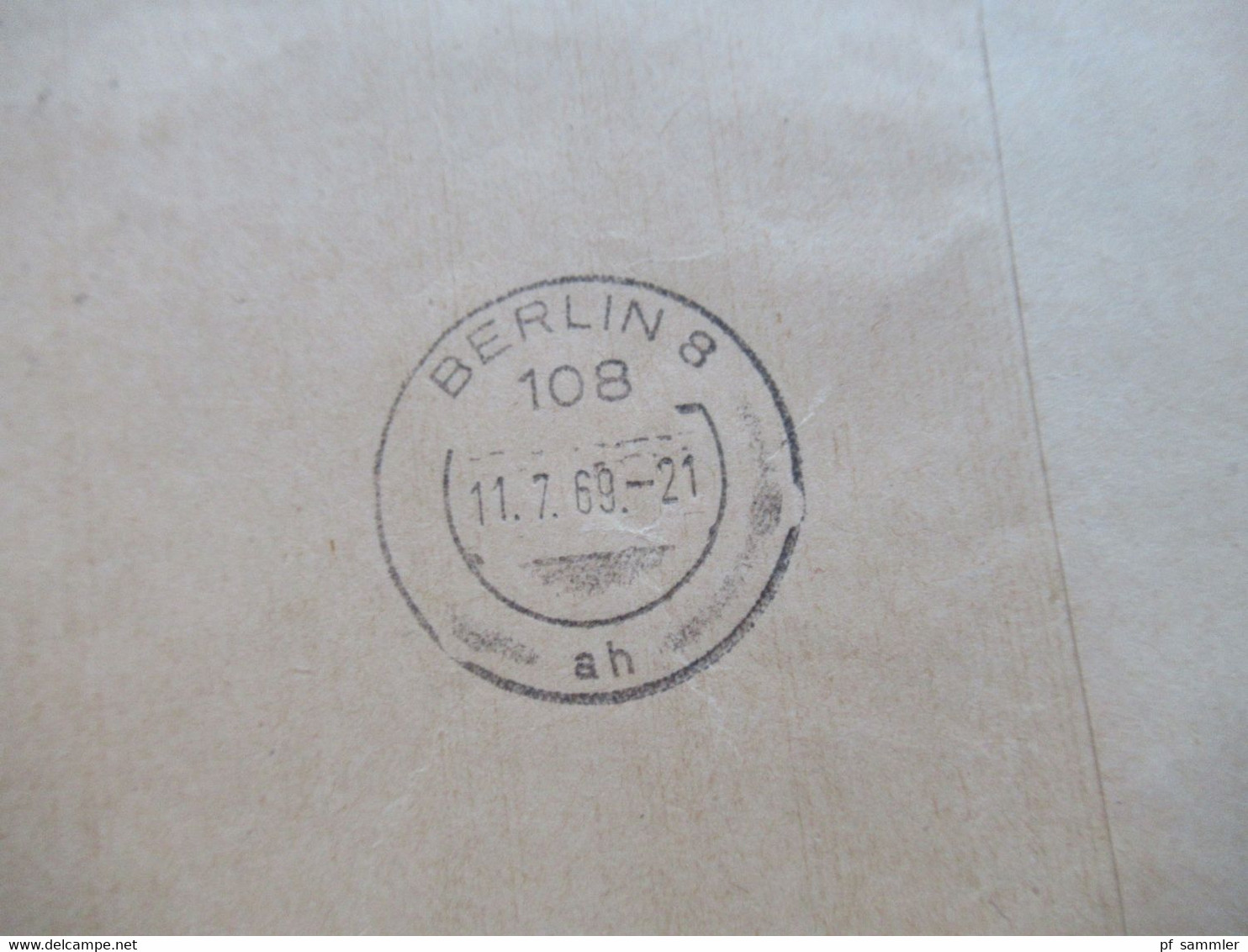 Dienst ZKD 1969 violetter AFS Ministerrat der DDR Ministerium der Finanzen ZKD Umschlag umgehend zurück an Poststelle