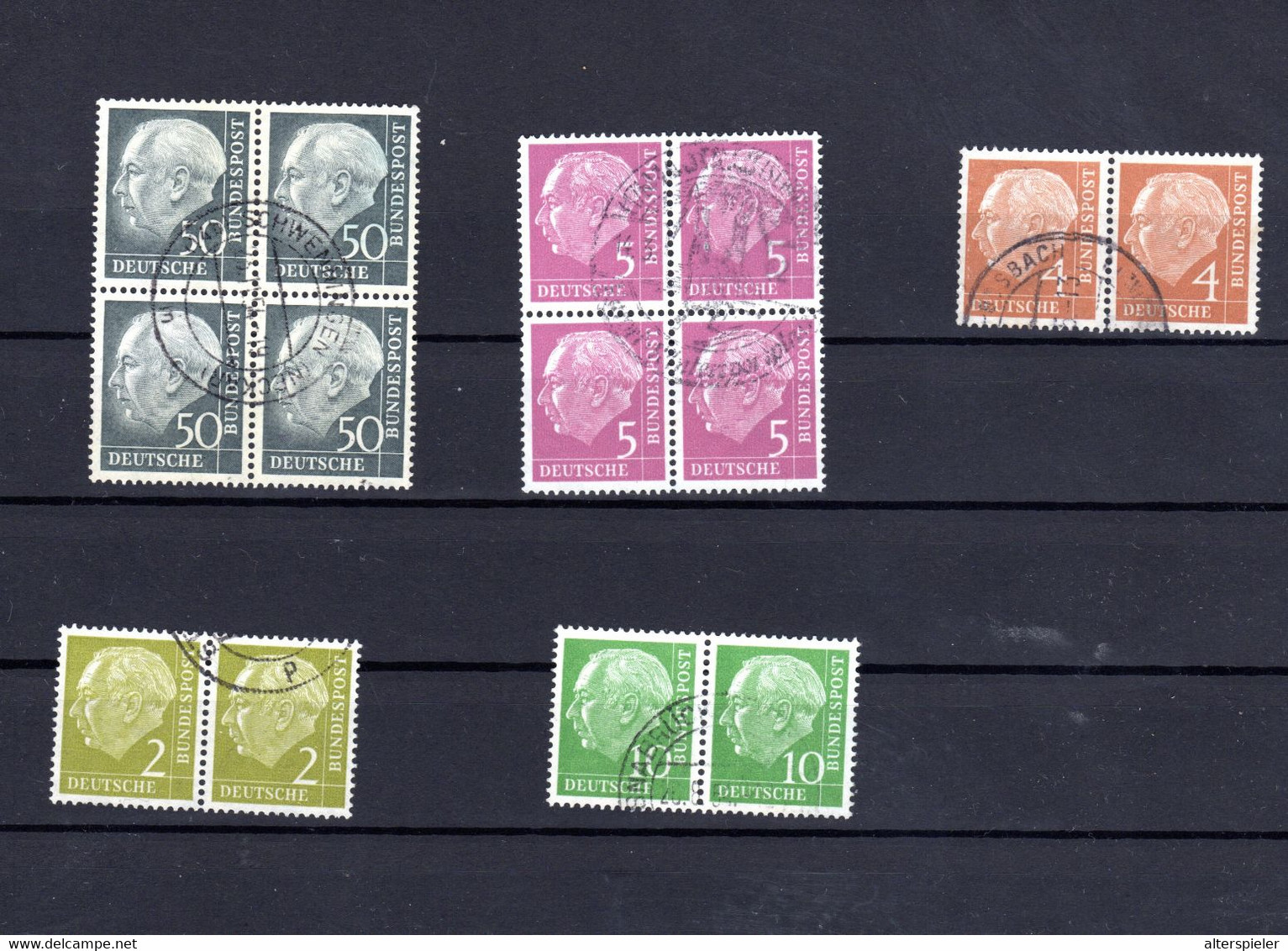 Deutschland Germany Bund Minr 189 179 Gestempelt VB Viererblock Paar Pair  Block Of Four  Heuss - Usados