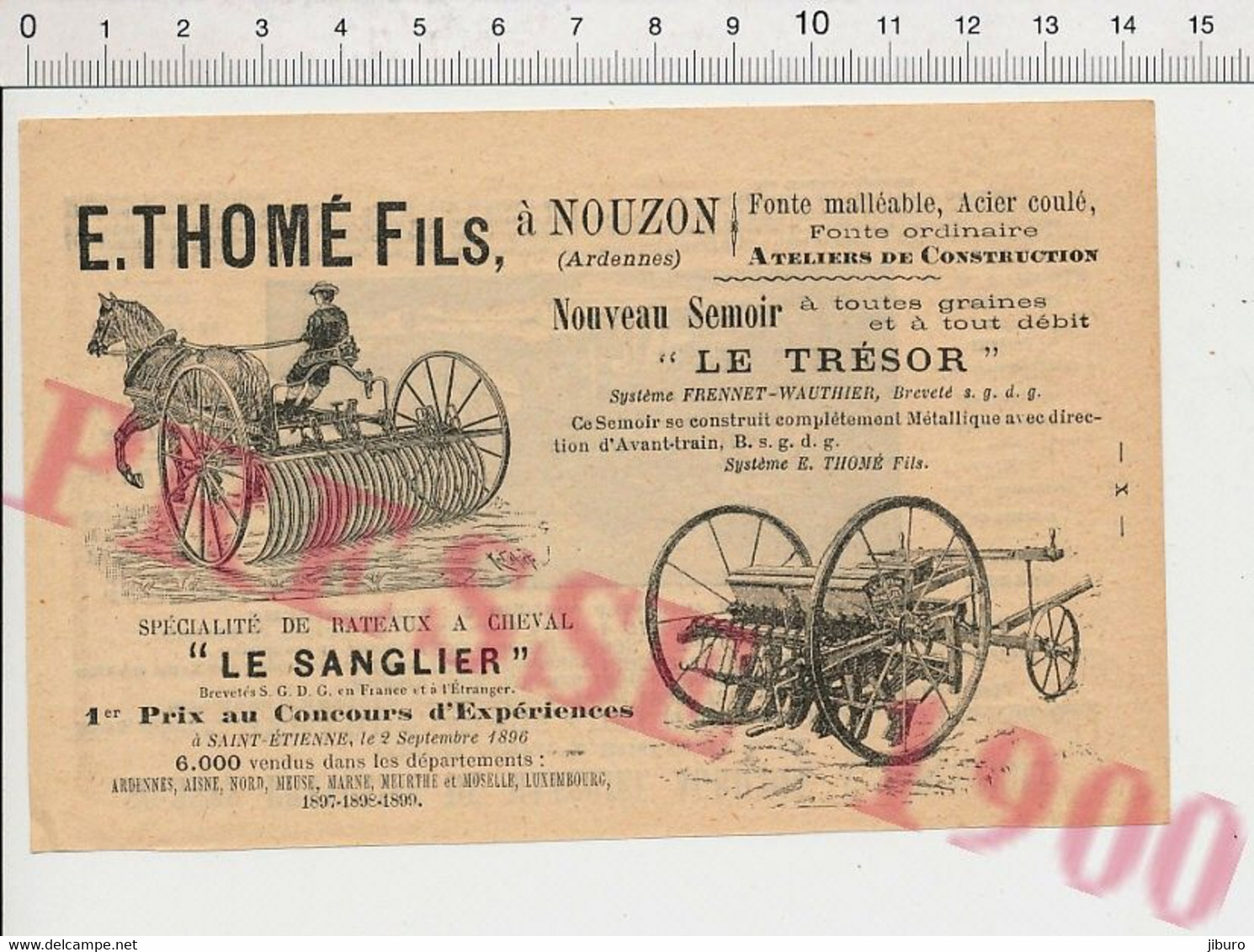 2 Vues Publicité 1900 Société Française De Matériel Agricole Del Gérard Vierzon + Thomé Nouzon Ardennes Semoir 26ANN - Sin Clasificación