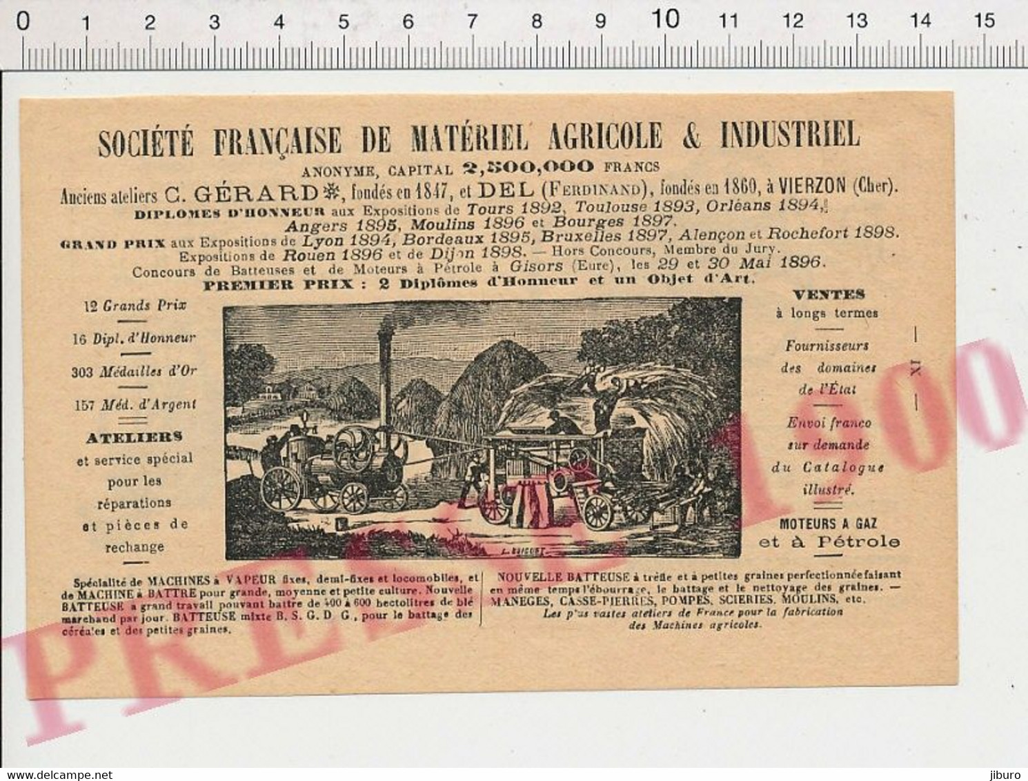 2 Vues Publicité 1900 Société Française De Matériel Agricole Del Gérard Vierzon + Thomé Nouzon Ardennes Semoir 26ANN - Sin Clasificación