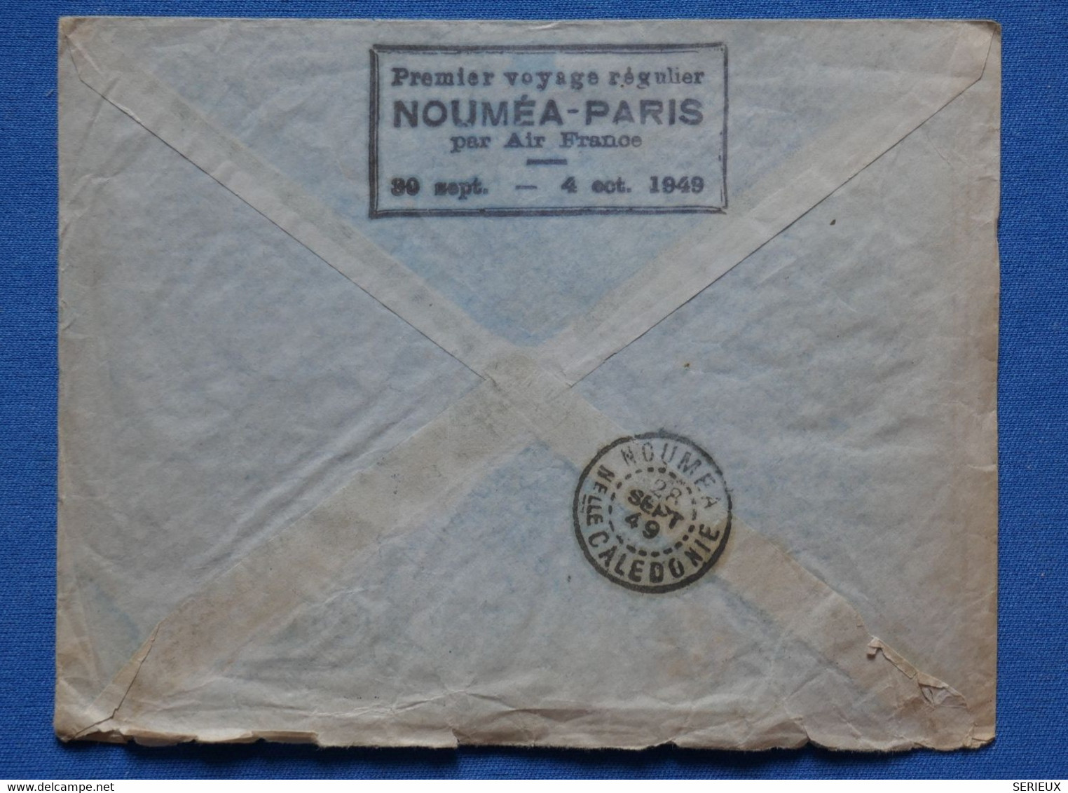 Q11 NOUVELLE CALEDONIE BELLE LETTRE 1949 PREMIER VOL REGULIER BOURAIL POUR PARIS FRANCE+ AFFRANCH. PLAISANT - Storia Postale