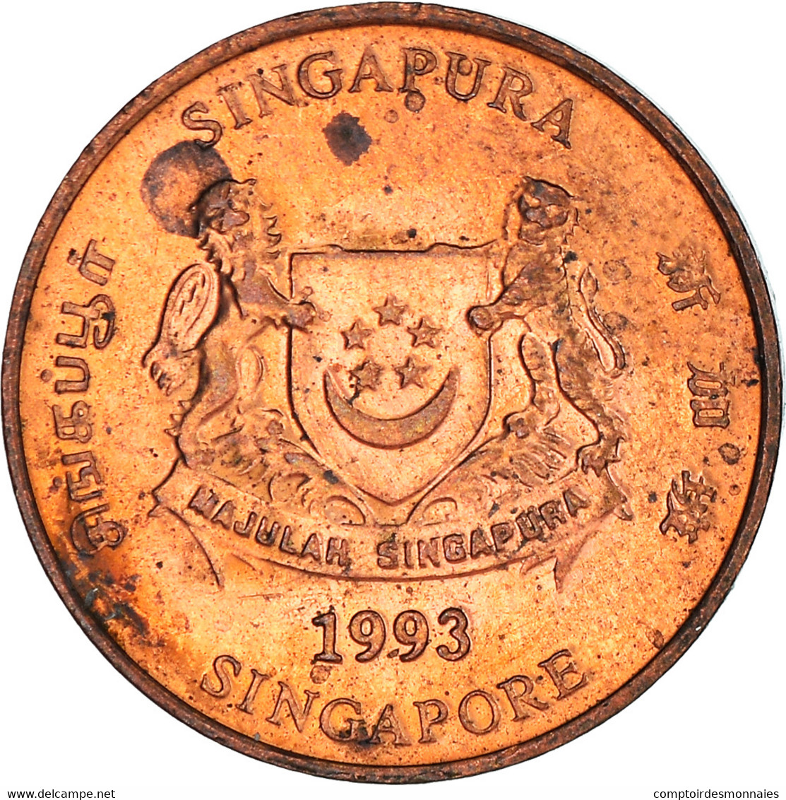 Monnaie, Singapour, Cent, 1993, Singapore Mint, TTB, Copper Plated Zinc, KM:98 - Singapour