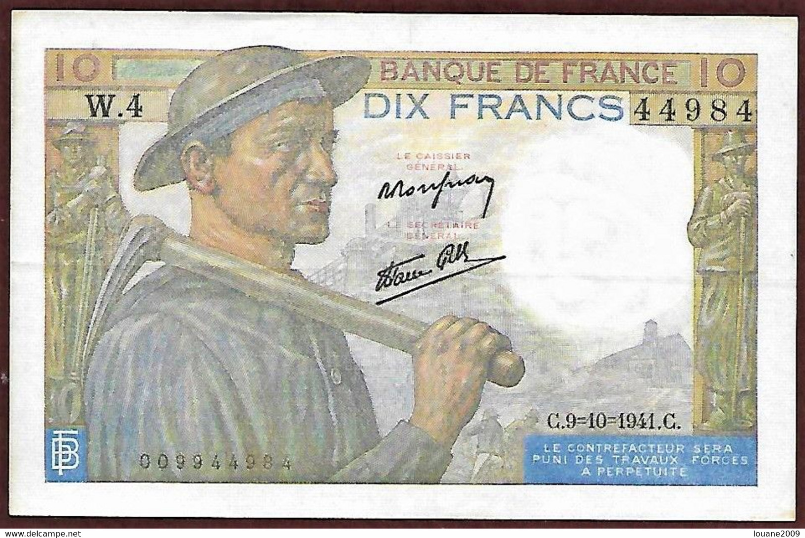 France - 10 Francs Mineur 9-10-1941 1 Billet Superbe - 10 F 1941-1949 ''Mineur''