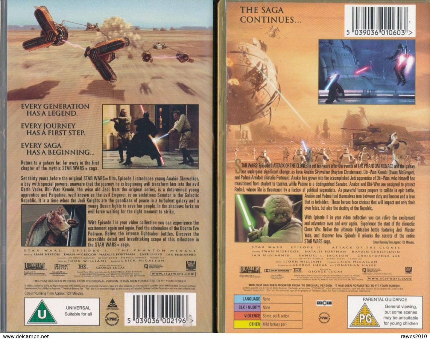 Video : Star Wars I The Phantom Menace (2000) Und II Attack Of The Clones (2002) - Science-Fiction & Fantasy