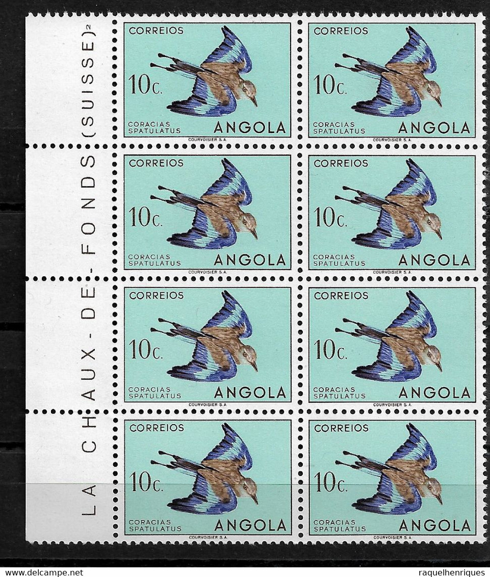 ANGOLA - 1951 Birds - Coracias Spatulatus 10C BLOCK OF 8 MNH (STB13-225) - Angola