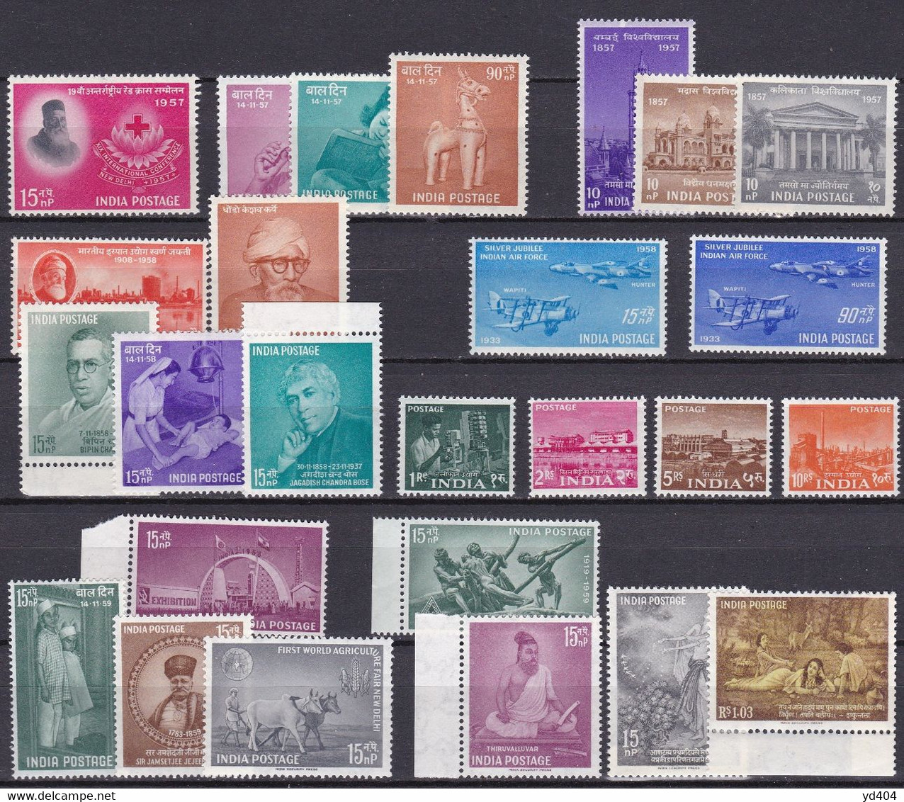 IN107- INDIA – INDE – 1957-60 – MNH ISSUES - MI # 275→314 - CV 102 € - Nuevos