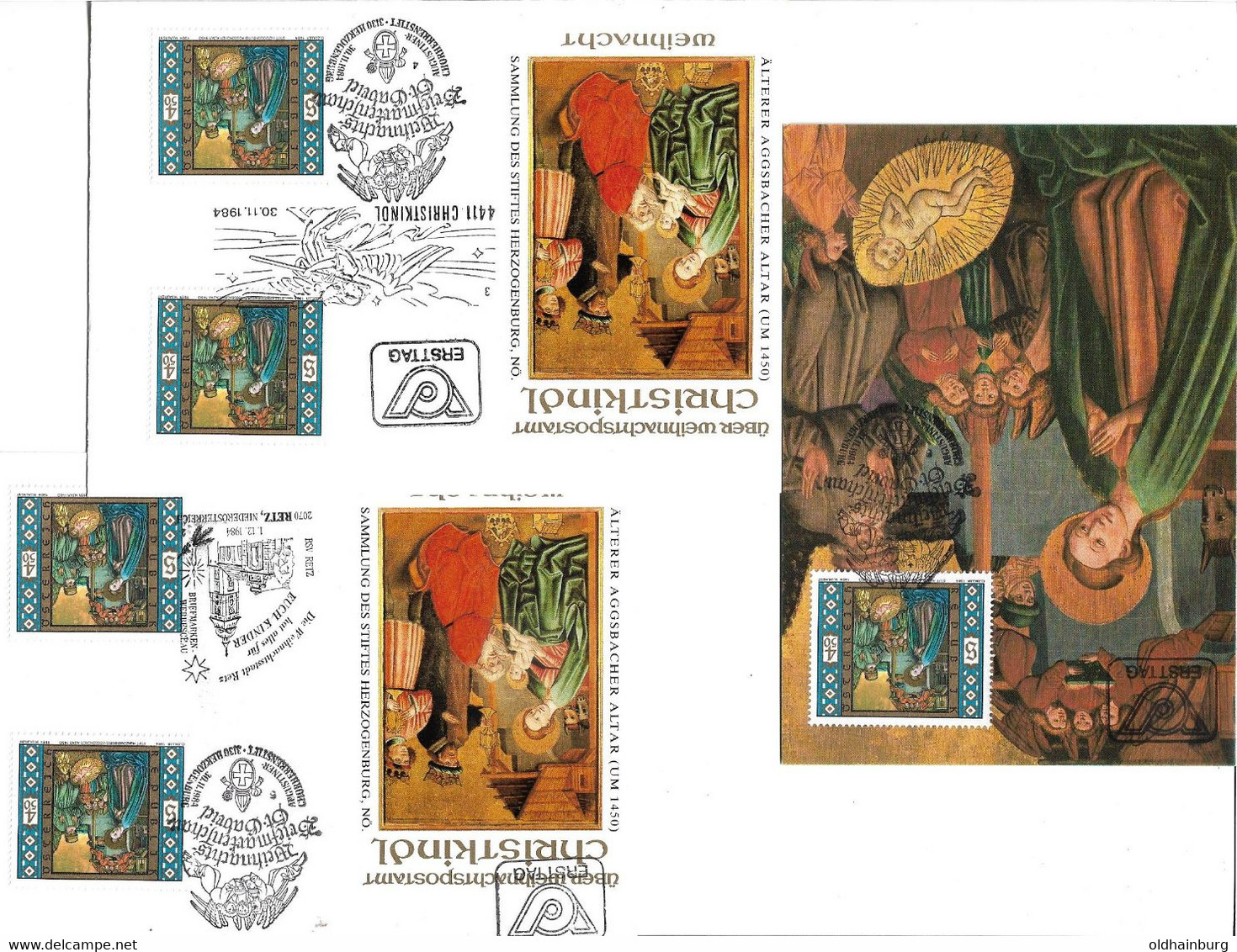 1906i: Weihnachtsmarke 1984, Kombi- FDCs, Maximumkarte Je Mit Sonderstempel Herzogenburg - Herzogenburg