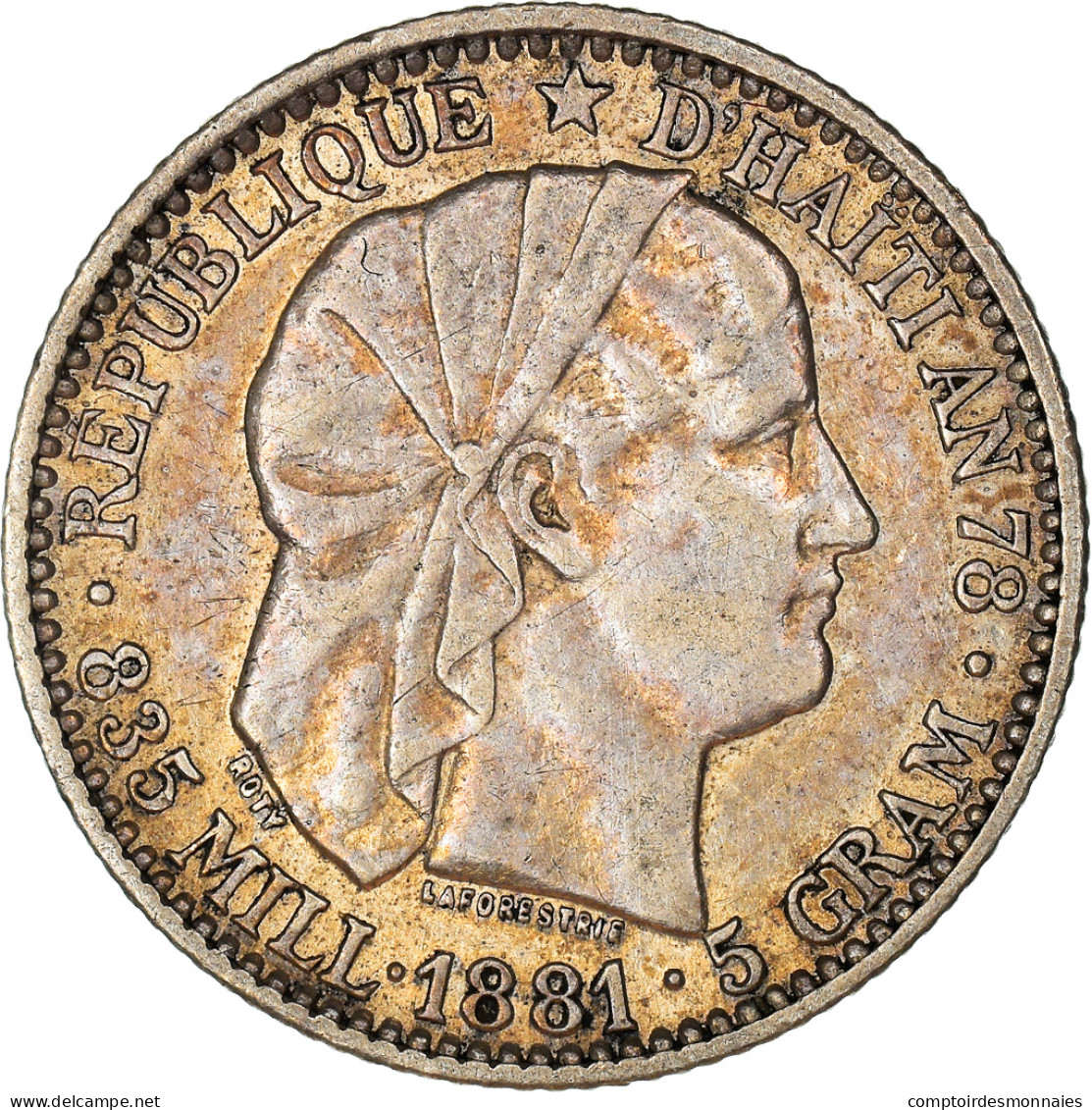 Monnaie, Haïti, 20 Centimes, 1881, Paris, SUP, Argent, KM:45 - Haïti