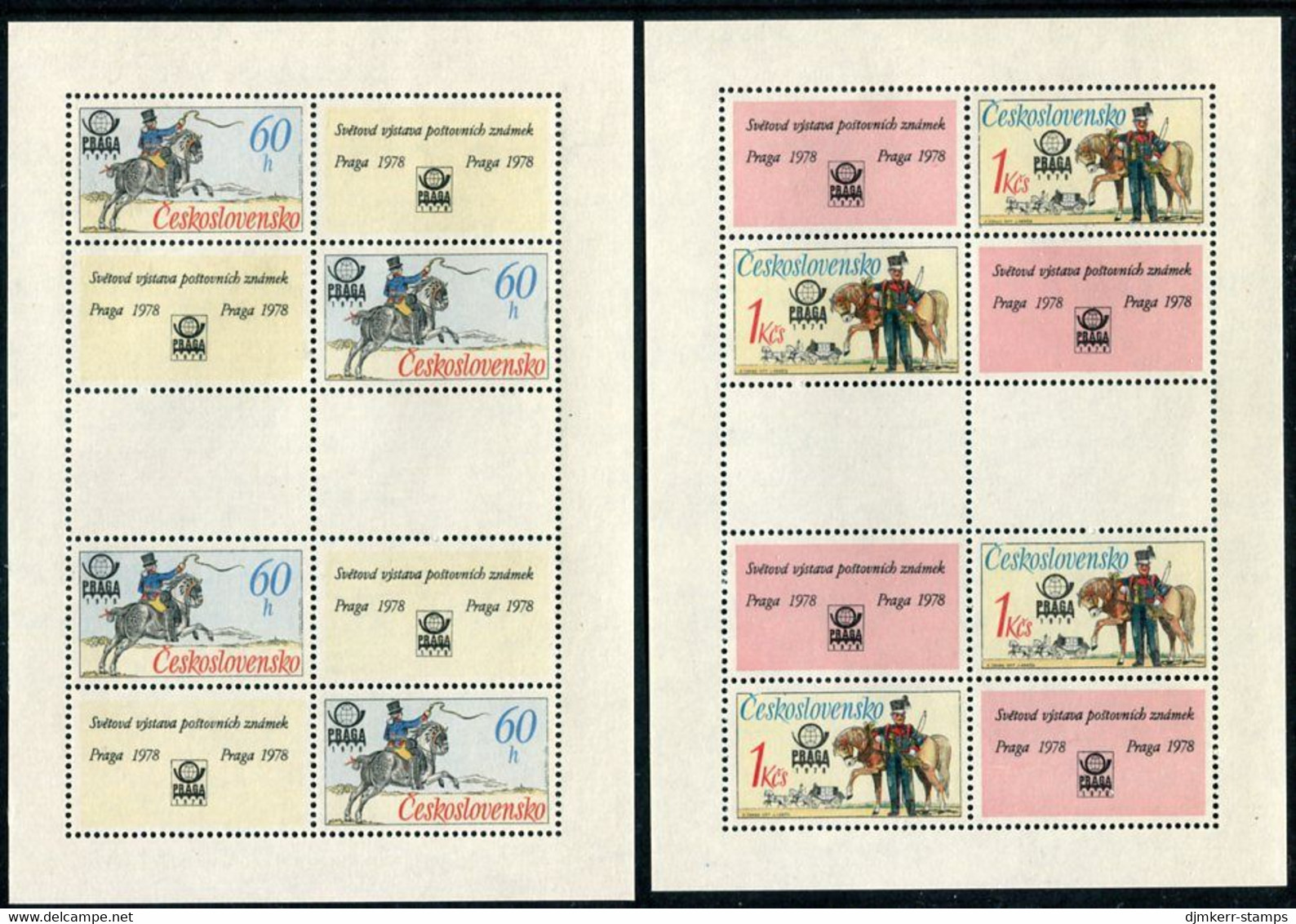 CZECHOSLOVAKIA 1977 Postal Uniforms Sheetlets MNH, Michel 2377-80 Kb - Nuovi