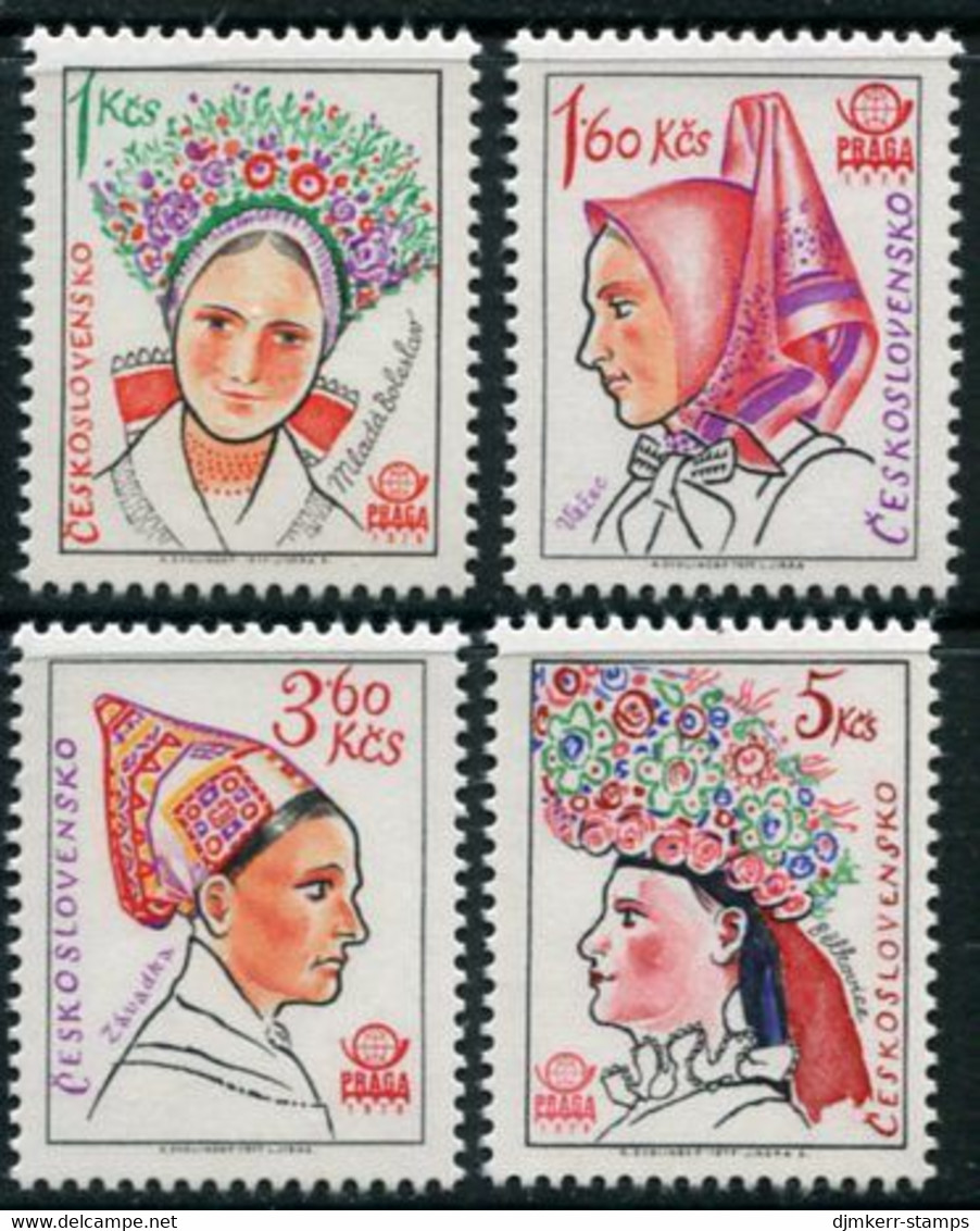 CZECHOSLOVAKIA 1977 Praga 1978 4th Issue Showing Headdresses MNH / **  Michel 2387-90 - Unused Stamps