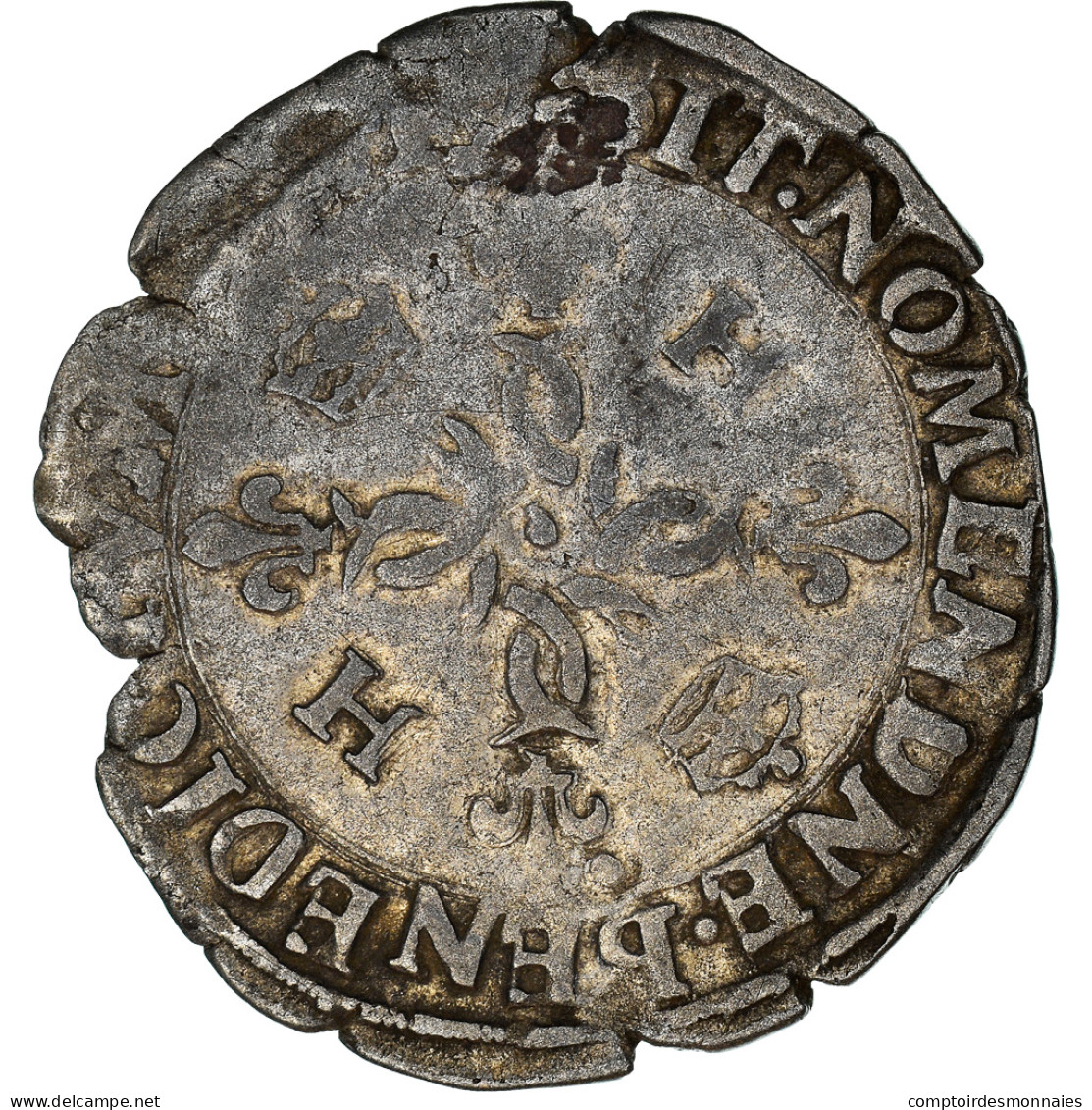Monnaie, France, Henri II, Douzain Aux Croissants, 1554, Lyon, TB+, Billon - 1547-1559 Enrico II